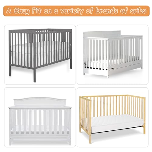 Image of Yoofoss Waterproof Crib Mattress Protector 2 Pack, Quilted Crib Mattress Pad Cover Ultra Soft and Breathable, Machine Washable Toddler Mattress Protector for Standard Baby Crib Size 52''x28''