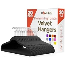 Black Velvet Hangers 20 Pack 360 Swivel Hook, Non-Slip and Space Saving Hangers, Heavy-Duty 11 lbs Weight Capacity - Smooth Velvet Finish for Crease-Free Clothes and Effortless Closet Organization