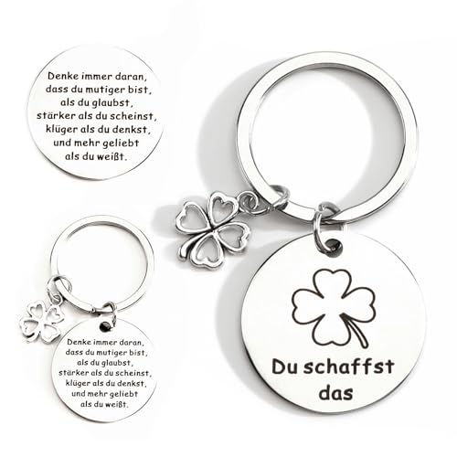 Personalisierter Schlüsselanhänger Aus Edelstahl, Doppelseitiger Anhänger Mit Motivierendem Spruch Und Glückssymbol, Perfektes Als Geschenk Für Zur Einschulung, Geburtstag Oder Als Kleines Dankeschön