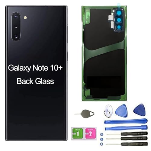 Galaxy Note 10+ Back Cover Glass Housing Door Replacement with Camera Lens Parts for Samsung Galaxy Note10+ Note 10+ 5G +Tools + Eject Pin (Aura Black)