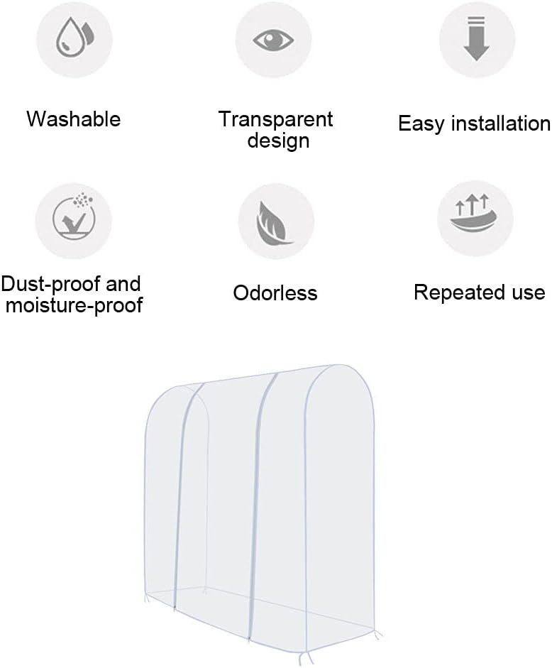 Garment Rack Cover Do Not Need to stall Easy to Use Made by Pvea and No Bad Smell Can Be Washed Repeatedly, 150×50×150cm