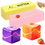 KutaKuta 4 Pack Squishy Ice Cube + Butter Squishy Set, Juguete Sensorial Fidget Toys Antiestres Cube, Sensación de Azúcar de Malta, Juguete Antiestrés para Aliviar la Ansiedad para Adultos 25Toys1