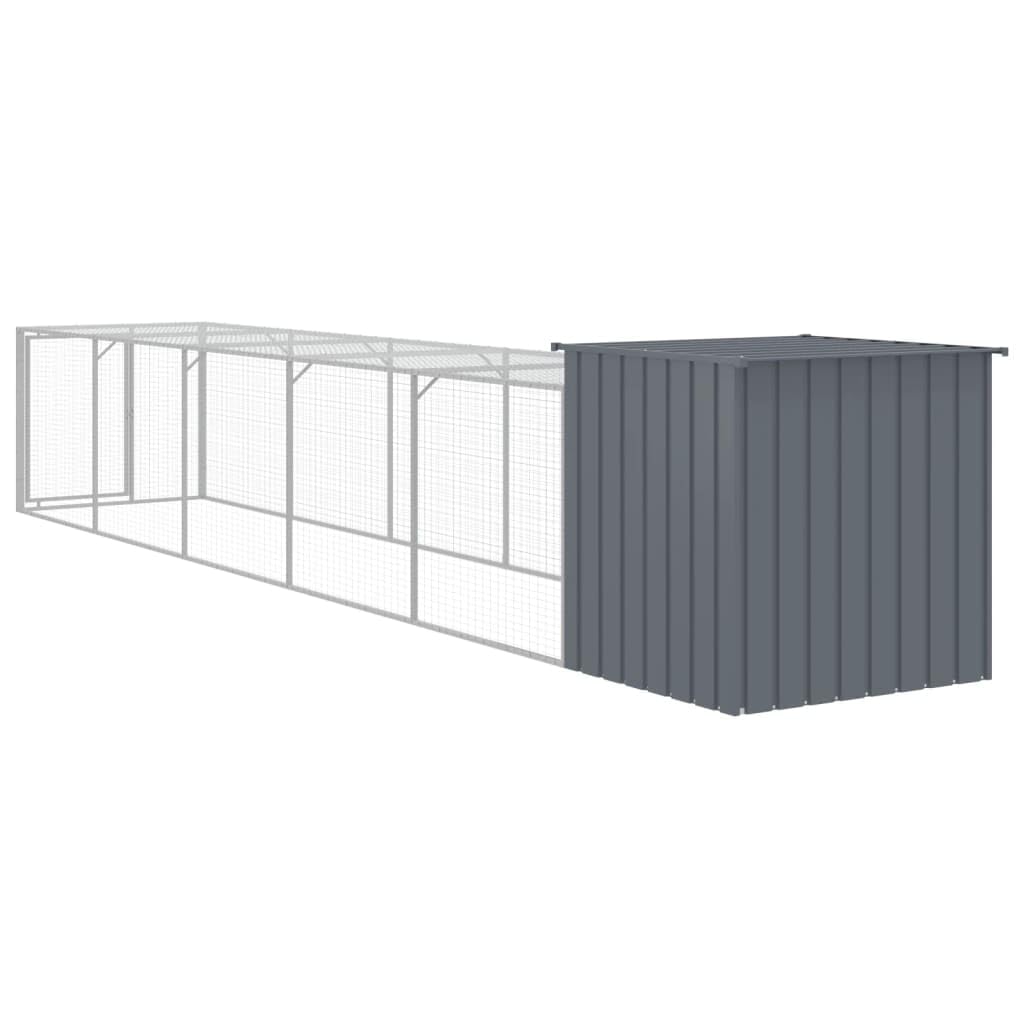 Hühnerkäfig mit Auslauf Anthrazit verzinkter Stahl 110x609x110 cm Stall Gehege für Kleintiere wie Kaninchen, Meerschweinchen, Hamster, Nagerheim, Outdoor Schutz und Freilauf