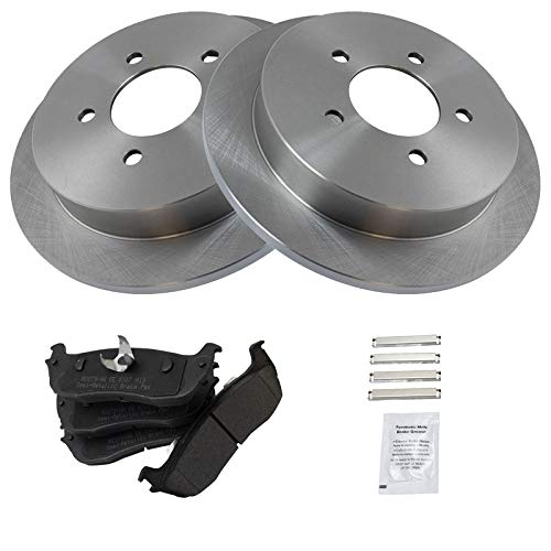 Image of TRQ Rear Brake Pad and Rotor Set Semi Metallic Vented Rotors