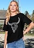 tiorhooe Cowgirl T Shirts for Women UK Bull Skull Tee Shirts Ladies Casual Howdy Short Sleeve #3
