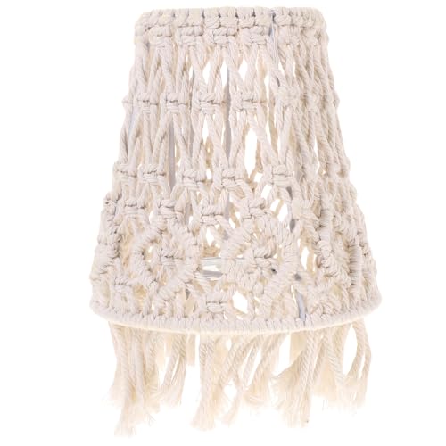 OSALADI Boho-Lampenschirm Tischdekoration Lampenschirme Für Tischlampen Handdekoration Makramee- Fransenlampenschirm Makramee-Lampenschirm Weblampenschirm Baumwollseil Kind