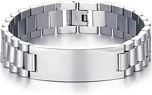 VNOX Masculine Watch Band Stainless Steel Link Bracelet Personalized Engraved DAD Jewelry Gift for Men DAD Father