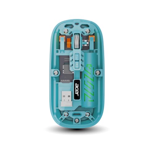 Image of Acer Clearview Wireless Mouse, Dual Mode Bluetooth 5.2 & 2.4GHz, Rechargeable 500mAh Battery, RGB Lighting, 3200 DPI Adjustable, Silent Portable Mouse for Laptop, PC, Mac & Tablet, Green