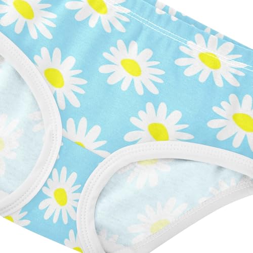 Cotton Girls Underwear Toddlers White Daisies Floral Light Blue Panties Little Girl Stylish Kids Briefs Undies 2t4