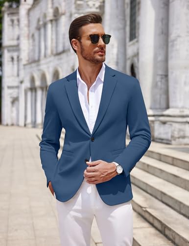 Image of COOFANDY Men's Casual Knit Blazer Two Button Lightweight Sport Coats Suit Jacket