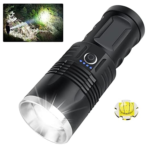 Flashlights High Lumens Rechargeable, Super Bright 100000 Lumens, Tactical Flashlights Powerful LED Handheld Flashlight with 3 Modes, 4 Batteries, Zoomable, IPX5 Waterproof for Camping Emergencies