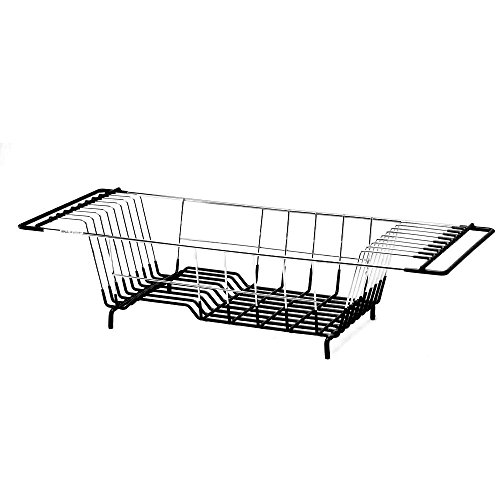 Neat-O Over-The-Sink Kitchen Dish Drainer Rack, Durable Chrome-Plated Steel (Black) - Thumbnail 4