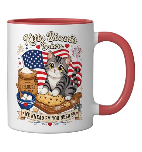 Taza cerámica con diseño de gato patriótico 11 oz miniatura 2