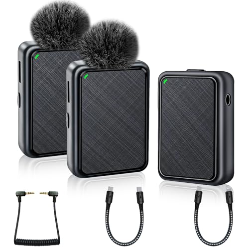 Wireless Lavalier Microphone, Dual Mini Lapel Clip On Mic 2.4G for USB C Phone Camera Video Recording YouTube Interview Video Podcast Vlog