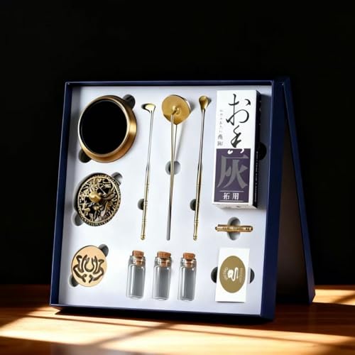 Chinese Incense Burner Kit with Incense Powder & Charcoal - All-in-One Agarwood & Sandalwood Set for Meditation Yoga Home Use | Premium Traditional Making Kit Powder Burner Set