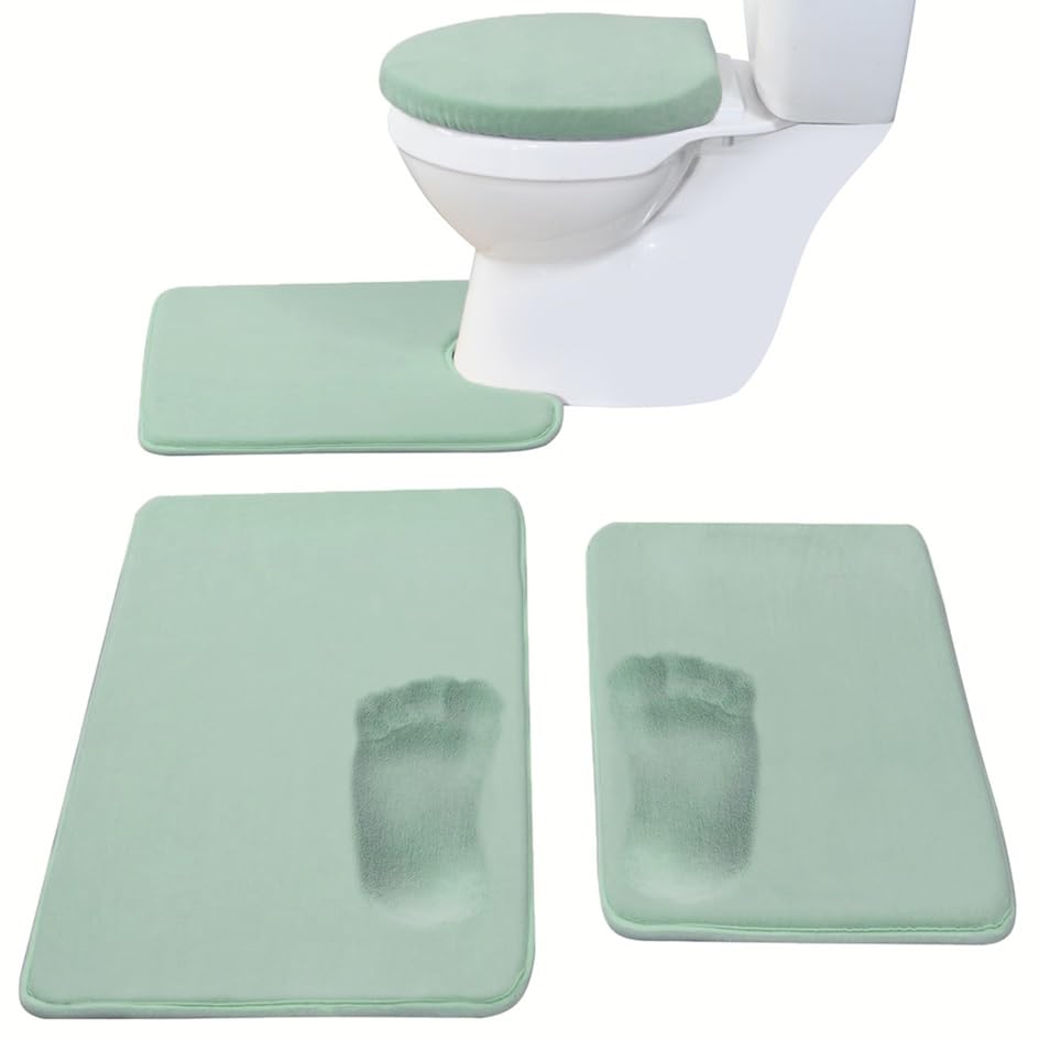 Amazon.co.jp: Madeals 低反発バスマットセット 4ピース トイレの蓋