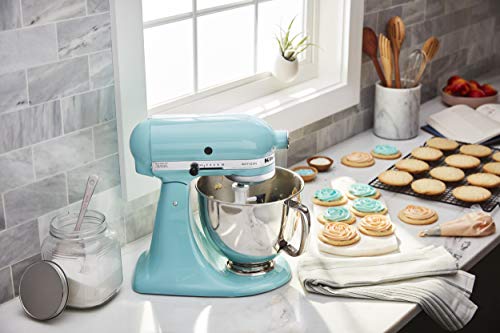 Image of KitchenAid Value Bundle Artisan Series 5 Quart Tilt-Head Stand Mixer with Included Flex Edge Beater, KSM150FEAQ, Aqua Sky