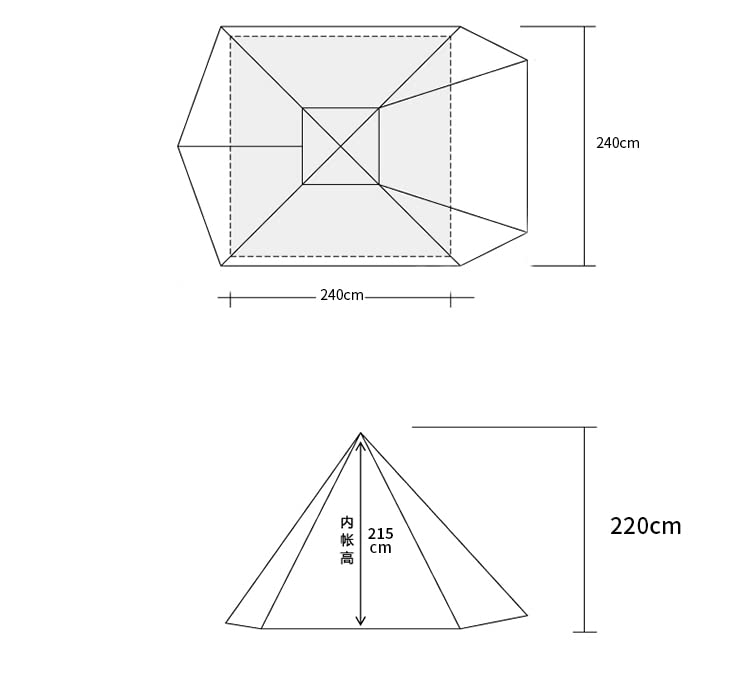 Campingtent, Outdoor Canvas Camping Piramide Tipi Tent Volwassen Indiase Tipi Tent voor 2~3 Personen, Gemakkelijk op te zetten Piramide Tent 4-seizoenen Volledige verduisterende Familie T hopeful - Afbeelding 7
