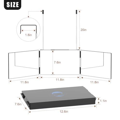 OLIBUY espejo 3 vías rectangular ajustable para maquillaje miniatura 6