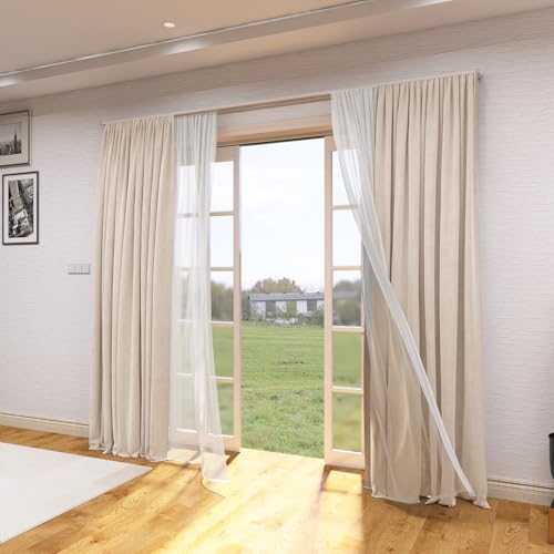 Zshine Heavy-Duty Conjoined Double Curtain Track （With Curtains）