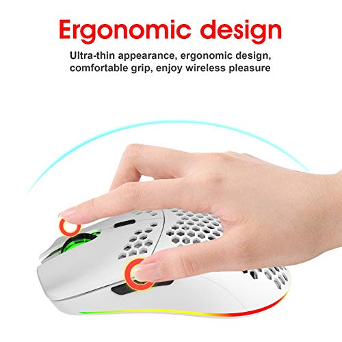 Mouse para juegos con retroiluminación RGB programable inalámbrico 2.4G Yctze blanco 5