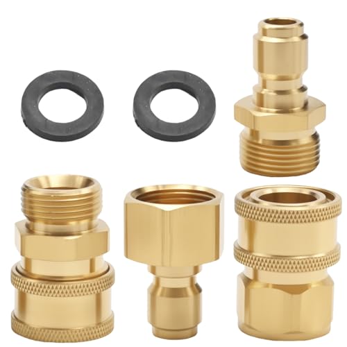 Hoypeyfiy 4-teilig M22-15 auf 3/8' Schnelltrennung Adapter-Set, Ersatz für Kärcher Hochdruckreiniger K2-K7, Ersatz für Bosch Aquatak