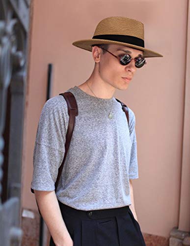 Maylisacc Fedora Hats For Men Beach Hat Wide Brim Hat Men Sun Hats For Men Panama Hat Men Sun Protection Foldable Summer Traveling Hats Upf50 Beach Straw Hat For Men & Women Summer Hat Men Khaki #TOP5