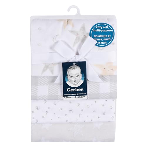 Image of Gerber Unisex Baby 100% Cotton Flannel Receiving Blankets 30x30 Inches (Pack of 16), Celestial, One Size