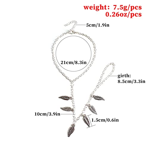Zeshimb Boho Barefoot Sandals Anklet Silver Leaves Toe Ring Ankle Chain Beach Wedding Ankle Bracelet Layered Leaf Anklet Foot Chain Jewelry For Women Girls #TOP5
