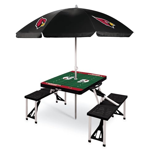 Image of PICNIC TIME NFL Picnic Table Portable Folding Table with Seats and Umbrella