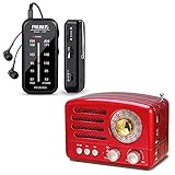PRUNUS J-985 AM FM Pocket Radio with Back Clip&J-160 AM FM Bluetooth Radio