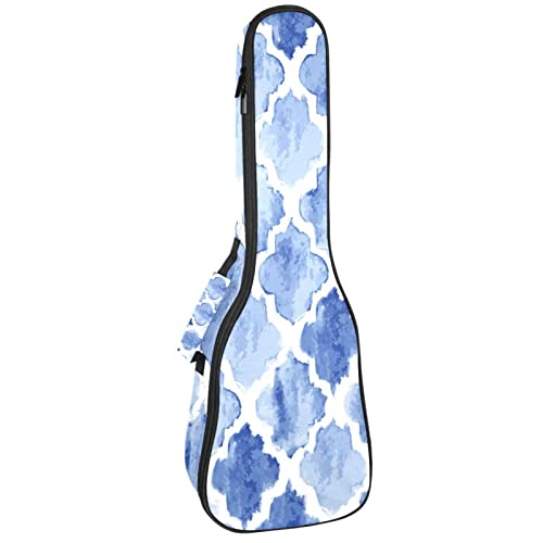 Housse ukulélé concert rembourrée 10mm robuste avec double bretelle sac à dos bleu