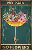 Umbrella No Rain No Flowers Man Cave Bedroom Parlor Wall Decor Friend Birthday Gift Retro Tin Metal Sign S 8x12 Inch