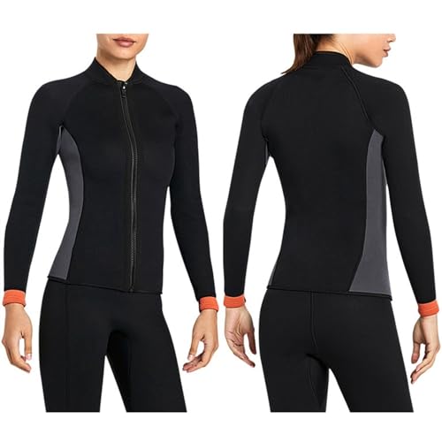 Chaqueta para mujer de neopreno 3MM, cortaviento y cálida para buceo, aquaeróbicos y actividades en agua fría (Negro, XS) miniatura 2
