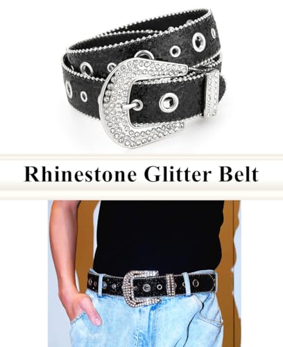 Women Men Rhinestone Belts BB Glitter Bling Western Cowgirl Cowboy Sparkly Studded Belt for Jeans Plus Size2