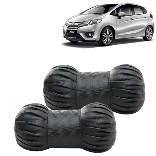Image of KINGSWAY Car Accessories Neck Rest Pillows Seat Cushions for Honda Jazz 2014 to 2018, Car Headrest Cushion Neck Pain Relief Travel Comfort Pillow in Dumbbell Shape, Black, Pack of 2