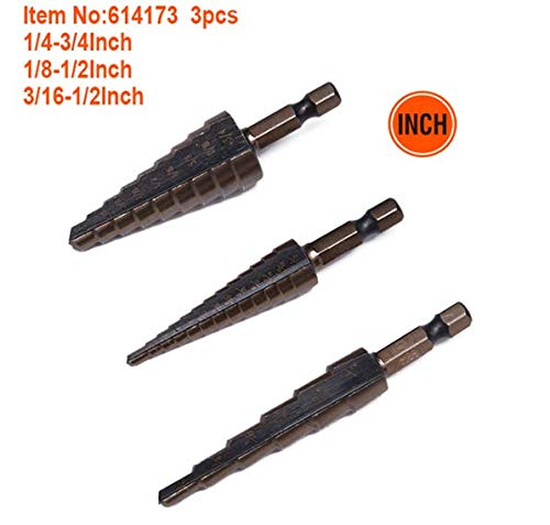 HARDEN 614173 metal step drill bit set 3pcs 3/16"-3/4" titanium coated - Image 4