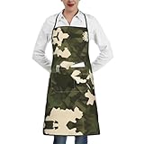 BLWSLC Delantal estampado de camuflaje militar con dobladillo atado con bolsillos, perfecto para chefs, camareros, panaderos y manicuristas