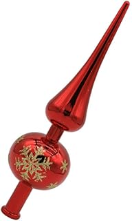 Christmas Tree Topper Xmas Tree Finials Old Style Finial Xmas Tree Topper Glittered Treetop Star for Christmas Tree Ornament Indoor Party Home Decoration Red