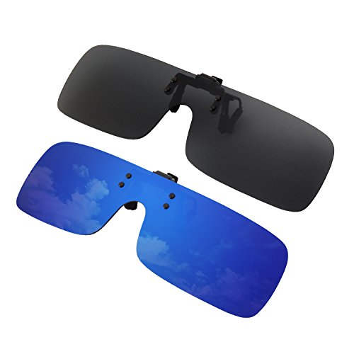 GQUEEN Dos Pares Lentes Polarizados Acoplables con Tapa Sin Marco Una Pieza Exterior Conducción Pesca Lentes de Sol para Lentes con Graduación,JP68