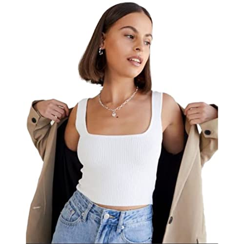 Image of SriSaras Women's Black & White Cotton Strechable Tank Tops /Crop Tops