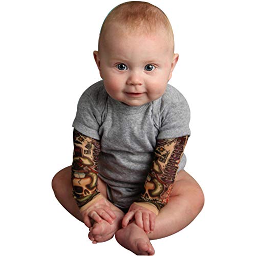 - Body per Neonato Motivo: Tatuaggio Stampato a Maniche Lunghe Patchwork Casual Grazioso Pigiama per Bambini da 3 a 24 Mesi Grigio 3-6 Mois