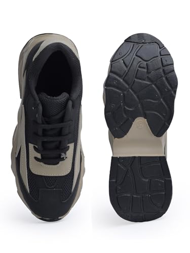 Image of JM LOOKS Women Bold Black & Beige Lightning Sneakers Shoes High-Performance, Stylish, and Built for Comfort