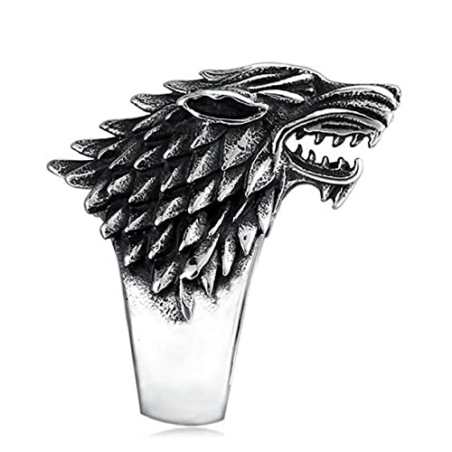 Bague gothique tête de loup bijou totem pour homme rétro