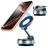 Kehuitry Upgrade Magnetic Vacuum Suction Phone Holder, 360 Rotating Adjustable Strong Magnetic Car Mount Phone Holder for iPhone 17pro/16/15/14/13/12 for Shower/Car/Mirror/Smooth Surfaces, Black