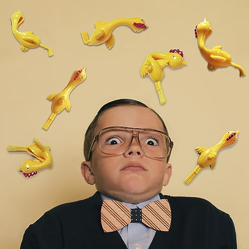 12pk Slingshot Chicken Finger Toys Party Favors for Kids 4-8-12 Boys Teens, Funny Mini Flying Rubber Chickens Bulk Classroom Prizes for Kids Goodie Bags Pinata Fillers Birthday Gifts Stocking Stuffers