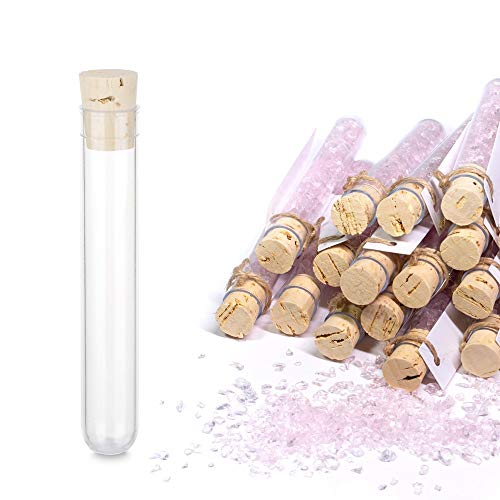 25x Tubes à essai en Plastique avec des Bouchons en liège Naturel, Éprouvettes, Qualité supérieure (105 x Ø17 mm) Cover
