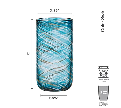 Mikasa Color Swirl Highball Tumbler Cups, Set of 4, Blue by Mikasa - Image 4
