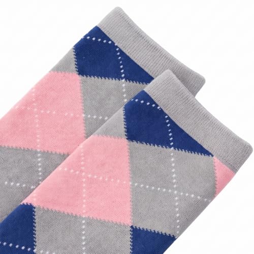 Image of Couver Women's Argyle Knee High Socks - Soft Acrylic Over the Calf Tube Style Socks for Casual Athletic - One Size
