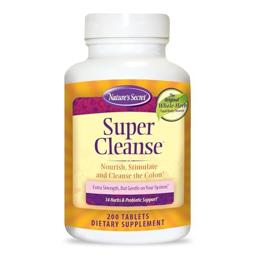 Nature's Secret Super Cleanse Extra Strength Toxin Detox & Gentle Elimination Total Body Cleanse, Digestive & Colon Health Support - Stimulating Blend of 14 Herbs with Probiotics - 200 Tablets